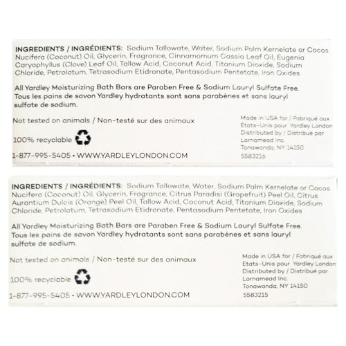 Yardley London Limited Edition Soap Variety 6 Pack ? 3 Cinnamon Swirl & 3 Frosted Cranberry Moisturizing Bath Bars, Infused with Essential Oils 4oz