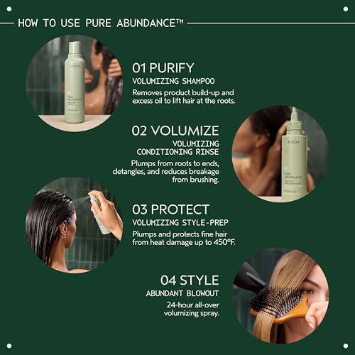 Aveda Pure Abundance Volumizing Shampoo | Shampoo For Fine Hair | Removes Product Build-Up And Excess Oil | 4X More Volume* | Notes of Jasmine, Peppermint, Pamarosa and Ylang Ylang