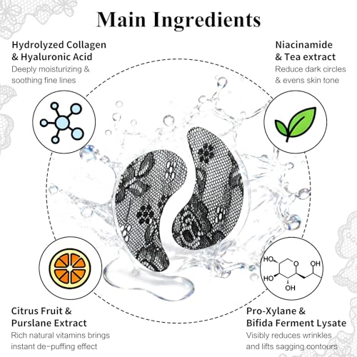 Under Eye Patches,Lace Eye Mask for Puffy Eyes and Dark Circles,Collagen Skin Care Products,Hydrating,Smoothing,Anti-Aging Eye Patch for Under Eye Bags£¨24 Pairs£©