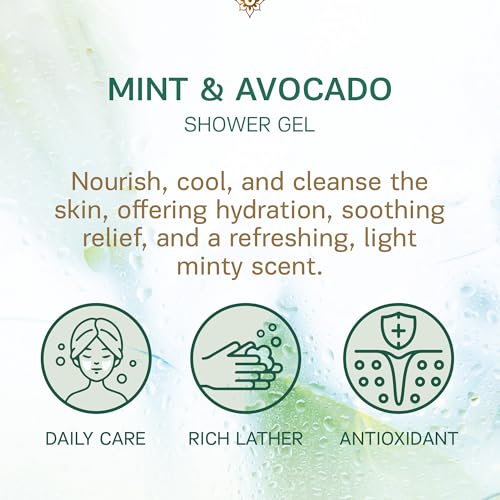AUTHENTIC BATH & SOAP Sensitive Skin Body Wash ? Organic Mint Essential Oil & Avocado Butter ? Hydrating Shower Gel with Vitamin E & Hyaluronic Acid ? SLS Free, Moisturizing & Refreshing, 16.9 Fl Oz