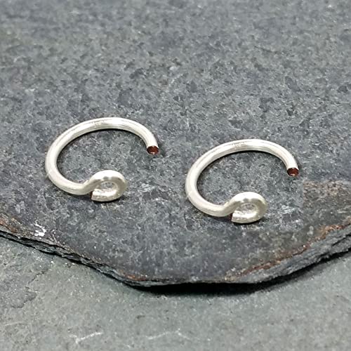 Set of 2 Fake Clip On Nose Rings 20g - Silver Tone Tiny Faux Piercing Hoops - No Piercing Needed