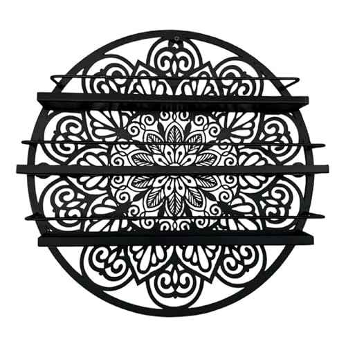 Mandala Shape Shelves - Essential Oil & Nail Polish Organizer - Wall Mounted Round Rack - Display Holder - Spice Rack - Black or Gold