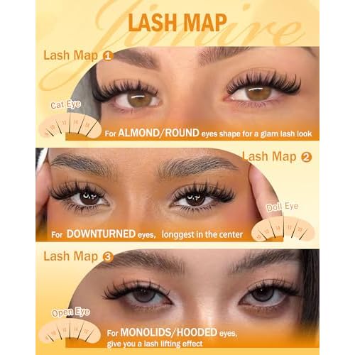 JIMIRE Natural Lash Clusters Kit Lash Extension Kit with Lash Bond and Seal 180Pcs Anime Eyelash Clusters D-Curly Wispy Manga Lash Clusters 8-16MM Cluster Eyelash Extensions Kit Individual Lashes Pack