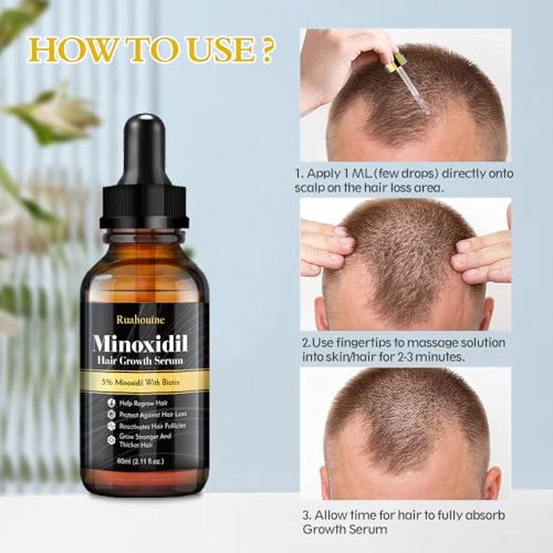 5% Minoxidil Hair Growth Serum - 2-Pack for Men & Women