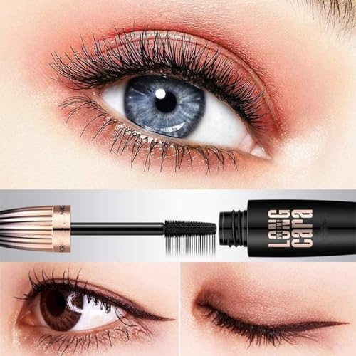 QOHNK 4D Silk Fiber Mascara - Long-lasting Volume & Length, Smudge-proof Black, 3 Pack