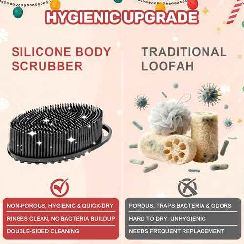Silicone Body Scrubber - Perfect Christmas Stocking Stuffers for Men, Women, Kids & Teens| Bulk Stocking Stuffers Gift Idea, Exfoliating Bath Brush, Fun Stocking Stuffers Candy Alternative 2025