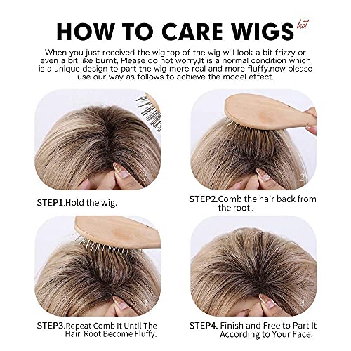 Blonde Ombre Wig with Bangs - Heat Resistant Synthetic