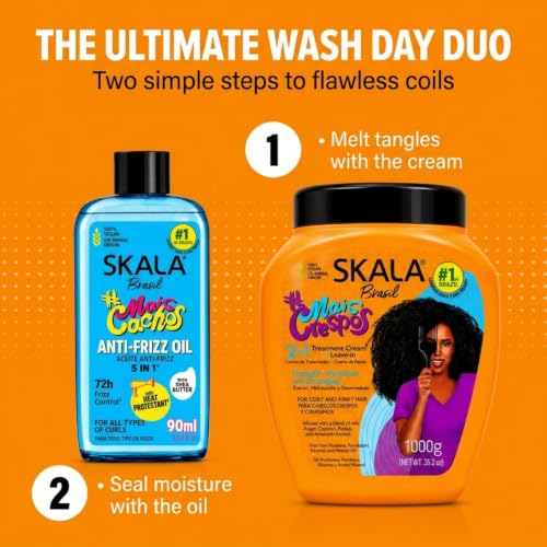 SKALA Mais Crespos 4C Curl Defining Cream 1000g + Anti Frizz Oil