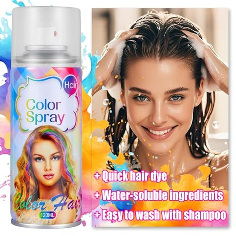 Acomler Black Temporary Hair Color Spray - Washable Dye for All Ages