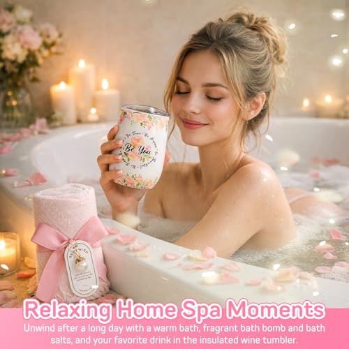 Birthday Gifts for Women,Pink Spa Gifts, Sometime You Forget You're Awesome Self Care Gift Box for Best Friend, Mom, Aunt, Wife, Girlfriend, Colleague, Sister, Inspirational Gift Set Box for Coworker