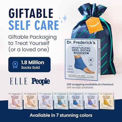Dr. Frederick's Original Moisturizing Fuzzy Heel Socks - 2 Pairs - Cozy Gel-Lined Sleep Socks for Women & Men - Soothes Dry, Cracked Feet - Heel Repair - Blue Haven