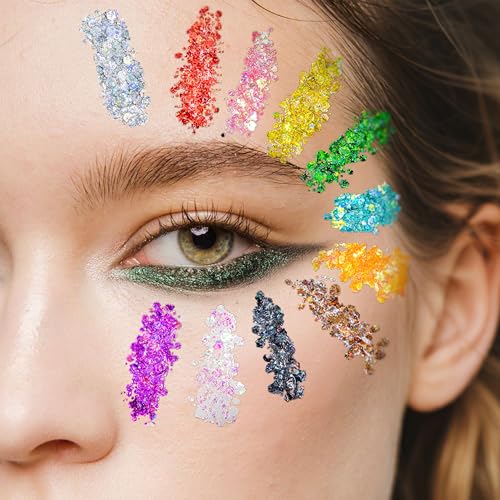 Estanoite Body & Face Glitter Gel - 20 Vibrant Colors, Long-Lasting, No Glue Needed