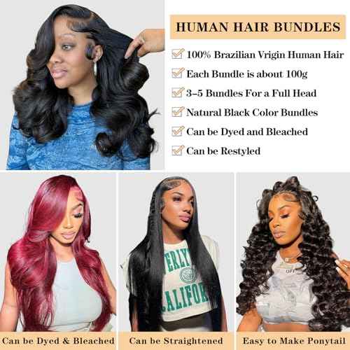 12A Brazilian Virgin Hair Body Wave 3 Bundles 10" 12" 14" 300g Brazilian Remy Virgin Body Wave Human Hair Bundles 100% Unprocessed Virgin Brazilian Remy Hair Bundles Natural Color
