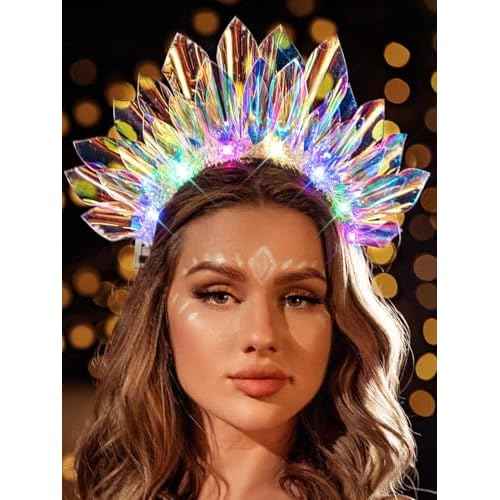 Light Up Crown Rave Hair Accessories Led Costume Headpiece For Women