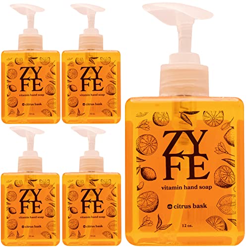 ZYFE Vitamin Hand Soap - Liquid Hand Soap Value Pack Deal - Natural Plant Derived Moisturizing Handsoap with Essential Oil Fragrance Citrus Bask - Wholesale Carton