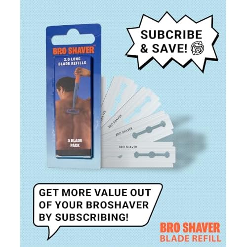 BroShaver Double-Edge Back Hair Shaver Razor Blades, Extra Long Blade Refill Compatible with BroShaver 3.0 & BroShaver 2.2 Back Hair Shavers