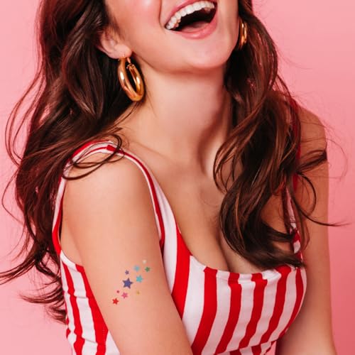 Rainbow Delight Stars Flash Tattoos Set of 10