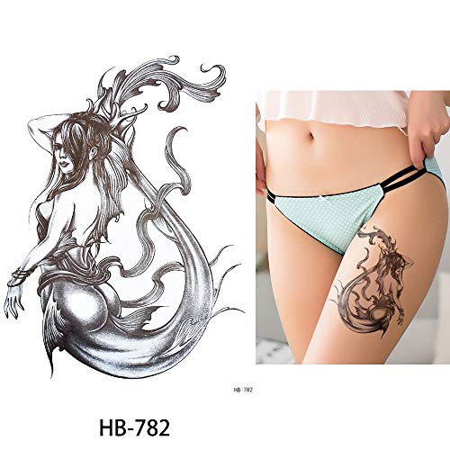Glaryyears Angel Mermaid Temporary Tattoos for Women Girls, 6-Pack Large Sketch Fake Tattoo Stickers, Long-lasting Realistic Tattoos for Body Arm Back Leg