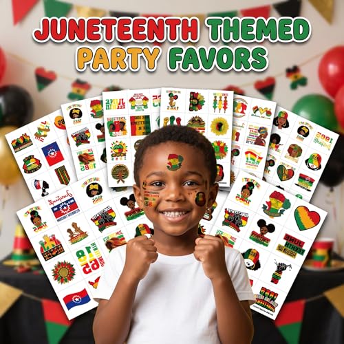 96 PCS Juneteenth Temporary Tattoos for Kids & Adults
