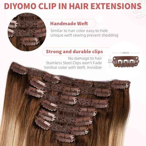human hair clip in extensions Soft&Natural clip in hair extensions real human hair 120g 7pcs Straight&Invisible (14Inch #3822)