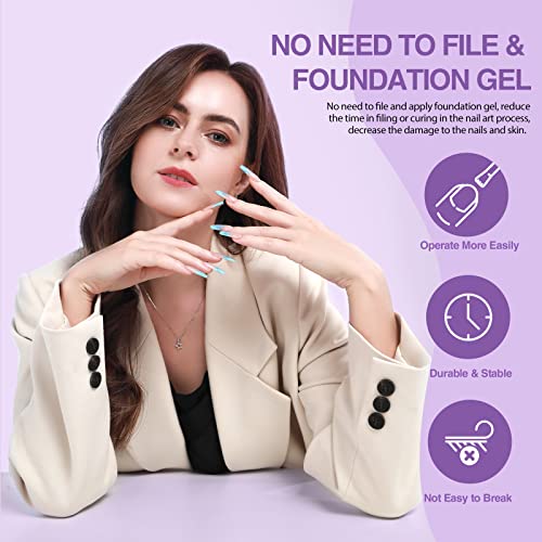 SAVILAND Gel X Nail Kit - White Long Coffin Nails Tips 500 Pcs with 4-In-1 Gel Nail Glue, Portable Mini U V LED Nail Lamp and Extension Nails DIY Art Tools All-In-1 Kit Gift for Women