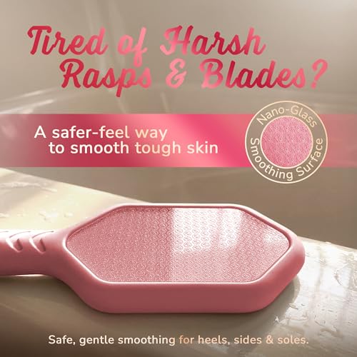 SILKLE Nano Glass Foot File & Callus Remover with Non-Slip Grip - Pink