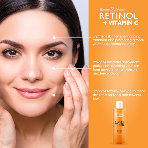 LIVAURA Retinol + Vitamin C Face Toner for Brightening & Anti-Aging ? Hydrating Toner to Reduce Fine Lines & Dark Spots ? Suitable for All Skin Types ? 200 mL