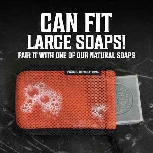 Viking Revolution Soap Bag with Drawstring - Mesh Soap Savers for Bars - Red Mesh Exfoliating Body Scrubber - Creates Rich Lather, Hang to Dry, Ready for the Next Scrub (5.9"x3.7", 1 Piece)