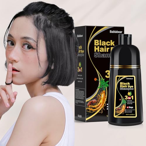 Black Hair Dye Shampoo for Gray Hair Coverage - 500ml