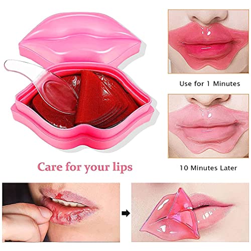 20Pcs Moisturizing/Plumping Lip Mask, Restores Moisture Mask for Dry Lips and Lines Overnight Care, Gel Treatment Masks ? (Pink)