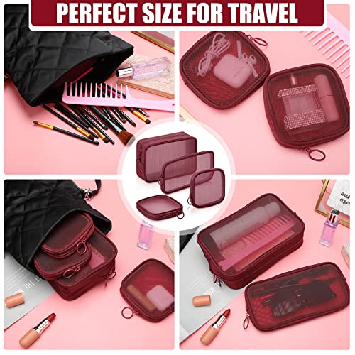 Weewooday 4-Pc Mesh Makeup Bag Set with Zipper – Travel Toiletry Pouch