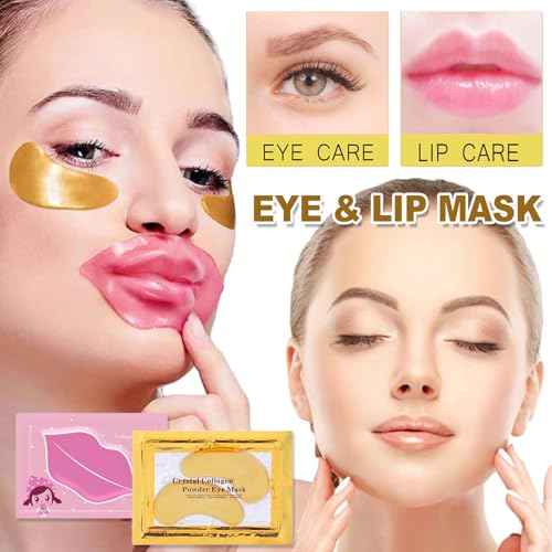 30 Pairs Eye Masks & Lip Masks, Crystal Collagen Eye Patches for Puffy Eyes & Dark Circles, Bachelorette Party Favors, Bridesmaid Gifts, Lip Care & 24K Gold Eye Mask Moisturizing & Reduce Wrinkles