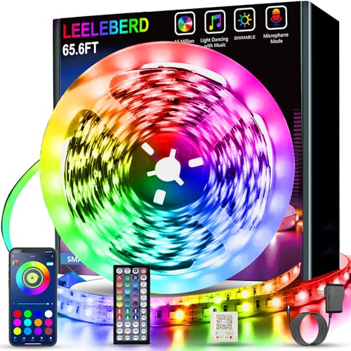 32.8ft Led Strip Lights Smart App Music Sync Color Changing RGB Led Light Strips Bluetooth LED Strips with Remote Led Lights for Bedroom Home Decoration