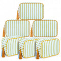 Kacctyen 6 Pack Striped Makeup Bags - Travel Cosmetic Pouches