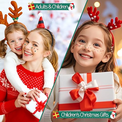 8 Pcs Christmas Temporary Freckles ? Shiny Freckles Face Tattoo, Waterproof & Sweatproof Christmas Party Supplies for Kids and Women, Christmas Theme Face Makeup, Party Christmas Face Decoration