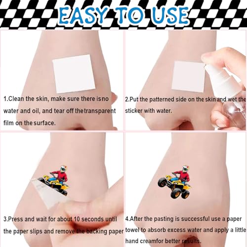 144 PCS Four Wheeler ATV Quad Bike Temporary Tattoos Stickers, Dirt Bike Party Favors ATV Birthday Party Decorations Supplies Gifts for Kids Teens Adults Boys Girls Classroom Rewards