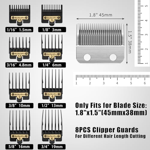 COSYONALL Clipper Replacement Guards for BabylissPRO Clippers Barberology FX870, FX880, FX825, and FX673 Clippers£¬Cutting Lengths 1/16¡±-3/4 ¡±,Black 8 Pack