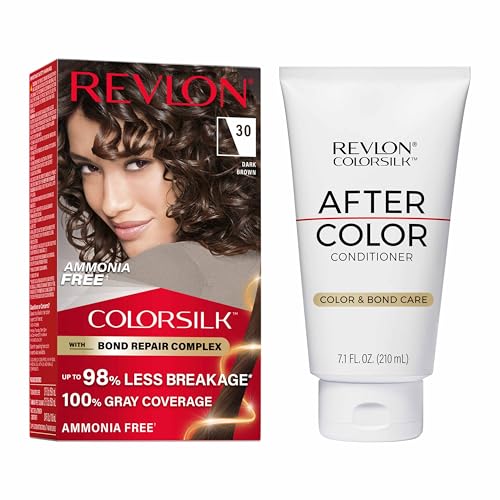 Revlon ColorSilk Hair Color Bundle with Bond Repair, 30 Dark Brown