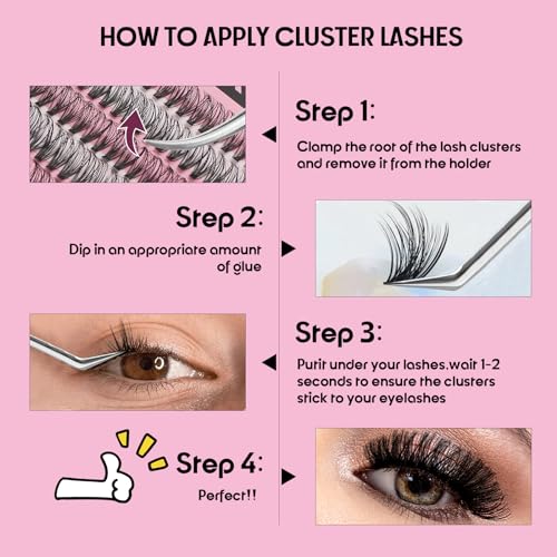 30D 40D Individual Lash Clusters D Curl Cluster Eyelashes Extensions 200 Clusters Wispy Cluster Lash Extensions 10mm 12mm 14mm 16mm 18mm (30D+40D-200 Black)