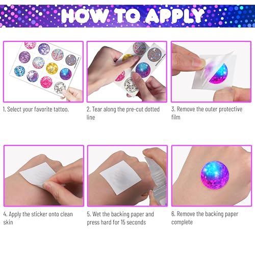 96 Disco Ball Temporary Tattoos for Kids - 70s Party Favors