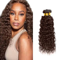 WuvuSnm Brown #4 Water Wave Human Hair Bundles 20-24 Inch, 150g - Water Wave Style, Double Weft, Tangle-Resistant