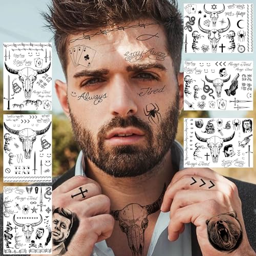 Malone Temporary Tattoos 6 Sheets, Rapper Face Tattoos