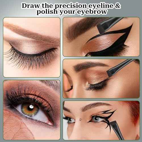 9 Pcs Angled Eyeliner and Eyebrow Brush Set - Flat Tint, Fine Slanted Applicator, Ultra Thin Makeup Brush for Eyeshadow and Eyeliner