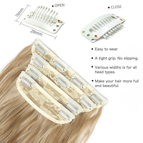 20" Blonde Clip-In Hair Extensions, 4 Pieces Curly Synthetic