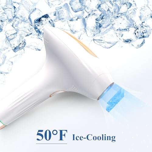 White & Golden IPL Hair Removal Device with Cooling, Painless at-Home Hair Remover for Women & Men