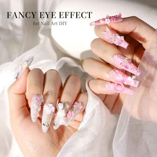 FAMDAMEI 24 Grid Flat Back Pearls and Rhinestones for Bedazzling Kit, Clear White Pink Pearls Flatback Resin Jelly Rhinestones,Flower 3D Nail Charms and Gems for Crafting Rhinestones for Crafts