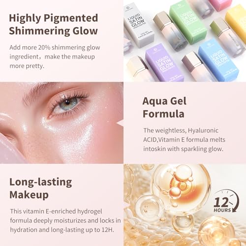 Color Nymph Makeup Highlighter Glitter Stick, Liquid Gel Highlighter For Face Eye Body Chameleon Shimmer Glow Makeup Highlighters With Sponge Tip - 06# Silver Gradient