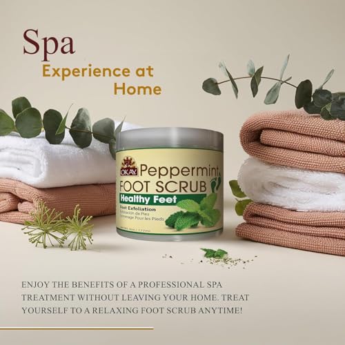OKAY Peppermint Exfoliating Foot Scrub for Calluses & Cracked Heels, 6 oz