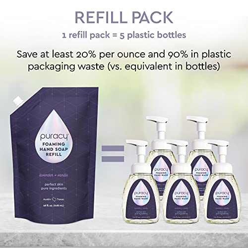 Puracy Foaming Hand Soap Refill - Plant-Powered Natural Hand Soap As Seen on TikTok, Non-Toxic, Sulfate-Free Liquid Soap, Moisturizing Foam Handwash Liquid (Lavender & Vanilla, 48 fl oz) (Pack of 2)