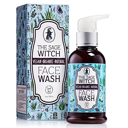 Spirit Nest All Natural Organic Face Wash For Women Gentle Cleanser with Aloe Vera and Green Tea Extract – Non-Greasy, Non-Drying,Hydrating Acne Treatment. The Sage Witch Mother's Day Gifts.